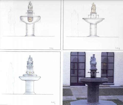 Rasche, Ernst: Entwurfszeichnungen zur Brunnenskulptur (Marienbrunnen); Foto: Kunstmuseum Mülheim an der Ruhr 2016.