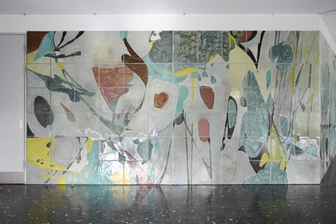 Dahler, Gustav: Wandgestaltung vor Aula im Gymnasium Broich, Detail; Foto: Kunstmuseum Mülheim an der Ruhr/ Ralf Raßloff 2007.