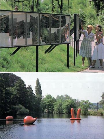 Golz, Dorothee: Wasserwelten - auf Teich der Villa Thyssen im Rahmen der MüGa 1992 ; Foto: Mülheimer Jahrbuch 1993; © 2020, Bildrecht, Wien/ © 2020, VG Bild-Kunst, Bonn.