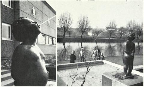 Jötte-Heidemann, Erika: Männeken - Brunnenskulptur, Zustand 1975; Foto: Mülheimer Jahrbuch 1975.