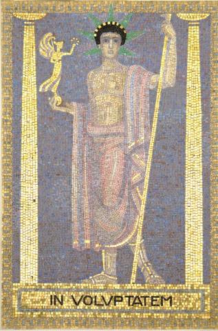 Köppen, Wilhelm: IN VOLUPTATEM (Mosaik 5: Der junge Zeus ); Foto: Kunstmuseum Mülheim an der Ruhr 2001.