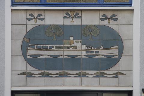 Dahler, Gustav: Wandgestaltung Gerberstr. 10, Detail (Schiff), Foto: Kunstmuseum Mülheim an der Ruhr 2015.