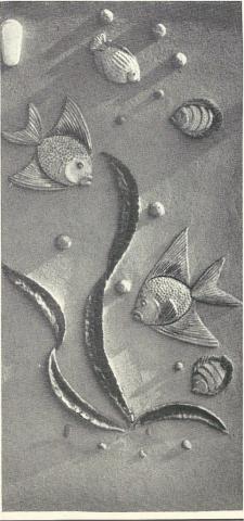 Klucken, Alois: Fische, Keramikrelief; Foto: Mülheimer Jahrbuch 1960.